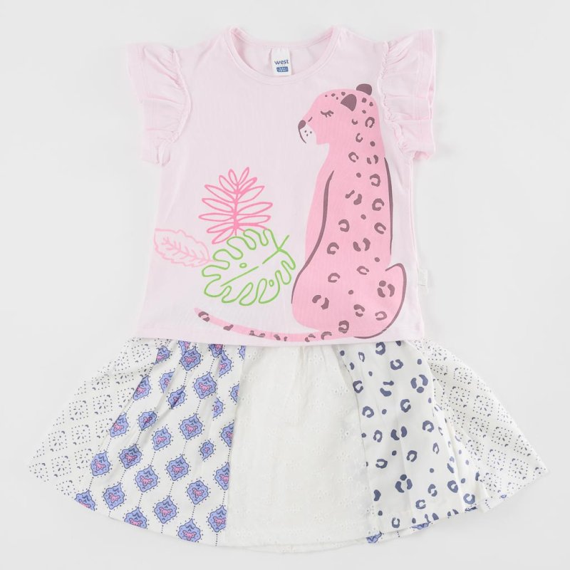 Childrens clothing set  тениска и пола   Wst Tiger  Pink