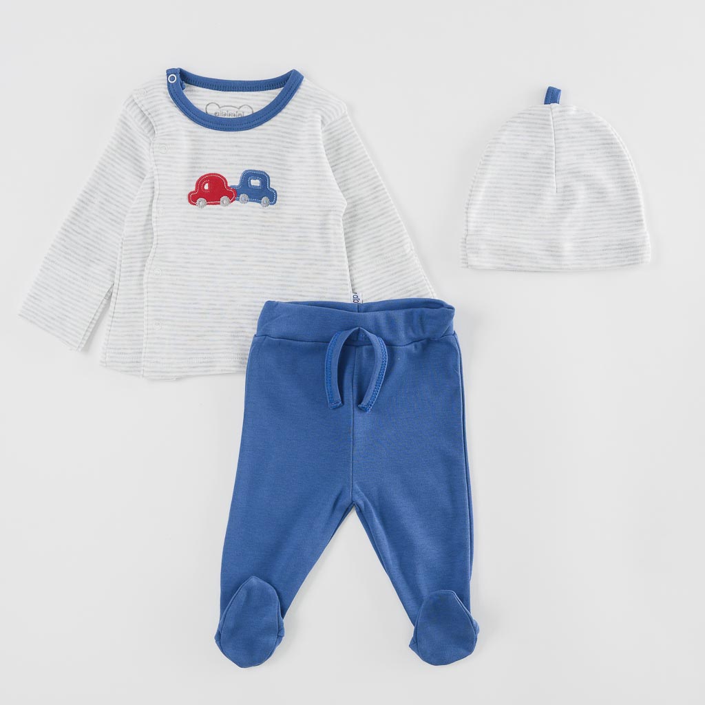 Βρεφικά σετ ρούχων Για Αγόρι Μπλούζα παντελονακια και καπελο  Baby Cars  Μπλε