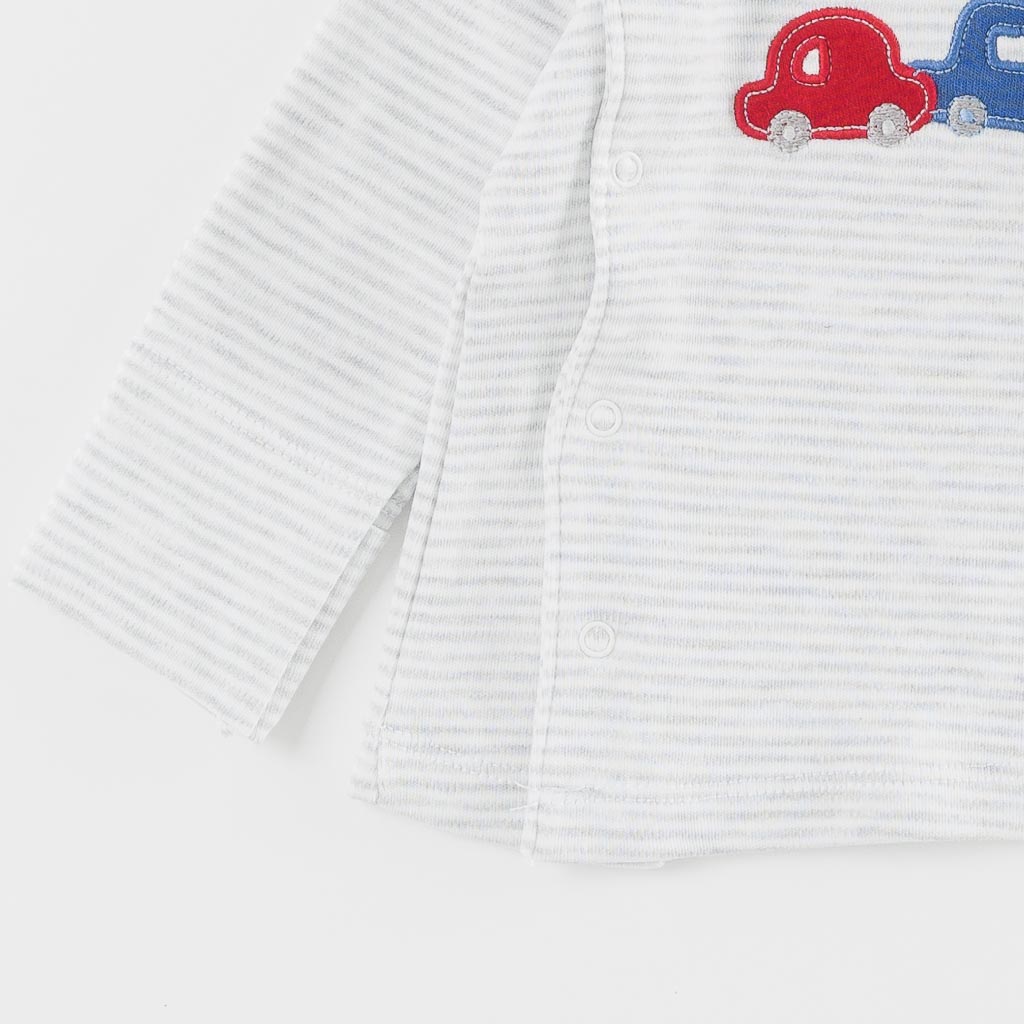 Бебешки комплект за момче блуза ританки и шапка Baby Cars Син