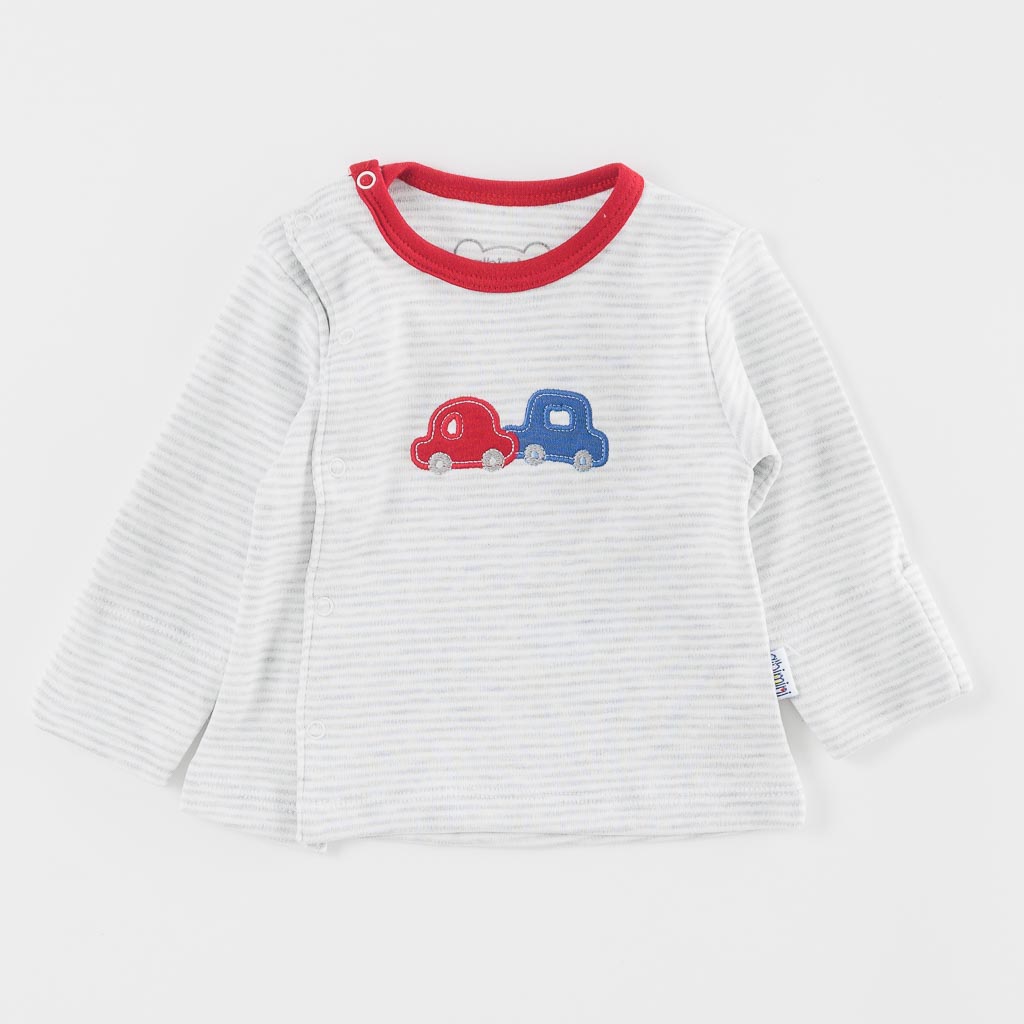 Бебешки комплект за момче блуза ританки и шапка Baby Cars Червен