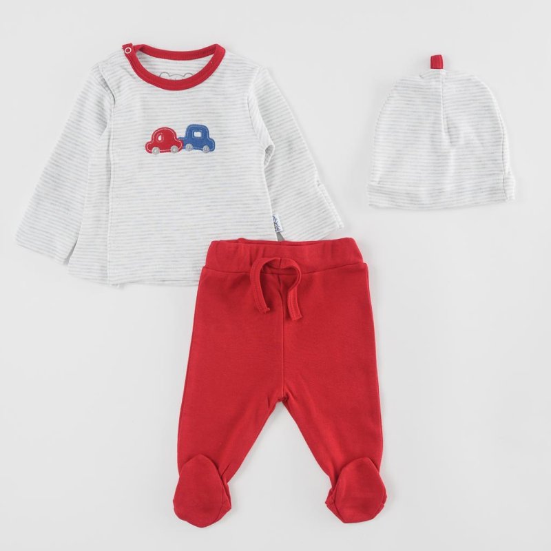 Set pentru bebeluși Pentru băiat Bluză pantaloni bebe şi căciulă  Baby Cars  Roşu