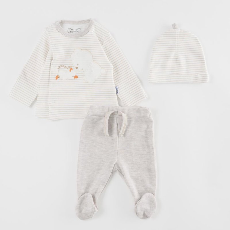 Set pentru bebeluși Pentru băiat Bluză pantaloni bebe şi căciulă  Sleep Baby   Sleep  Bej