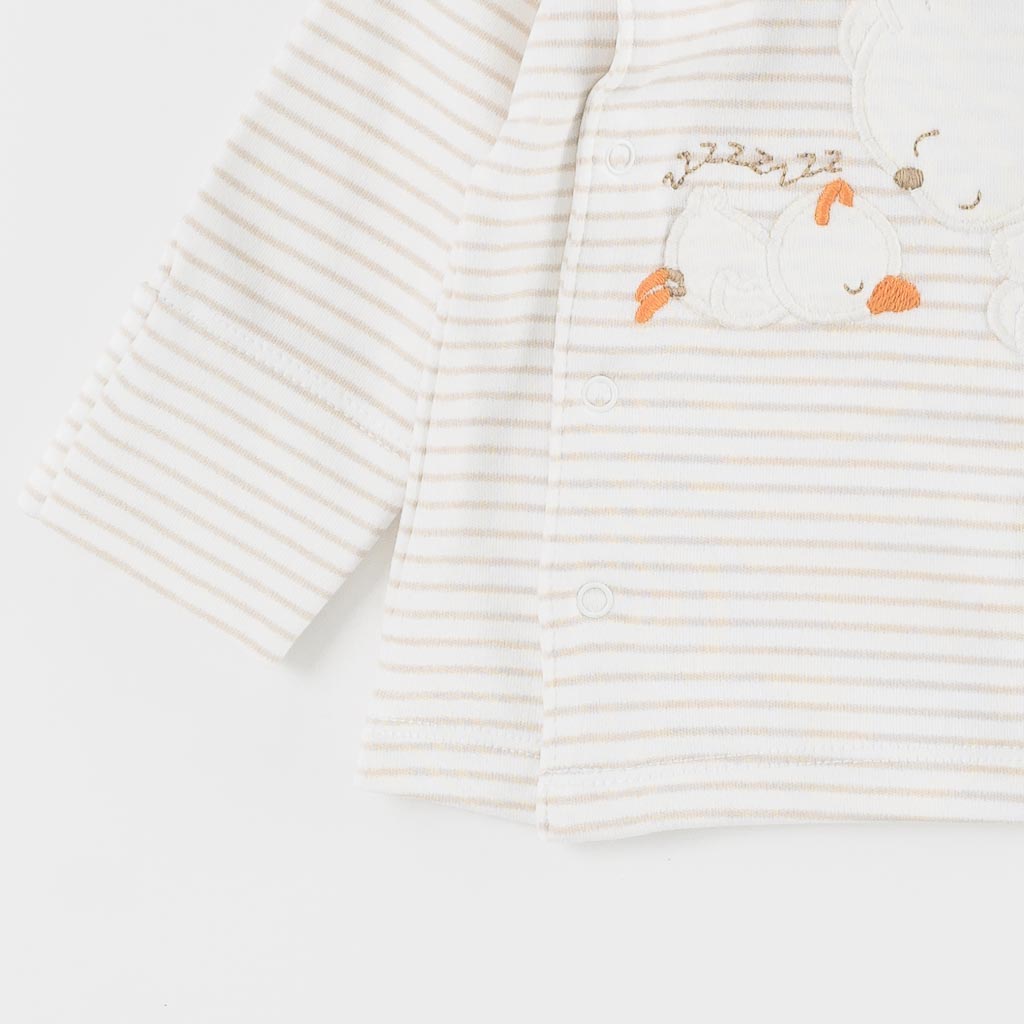 Бебешки комплект за момче блуза ританки и шапка Sleep Baby Sleep Бежов