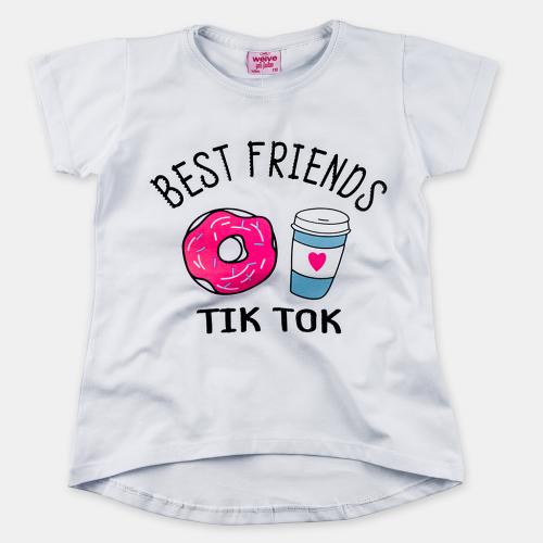 Детска тениска за момиче Best friends TIK TOK - Бяла