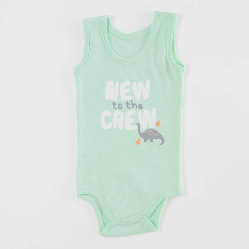 Baby bodysuit tank top For a boy  Ladi New To The Crew  Green