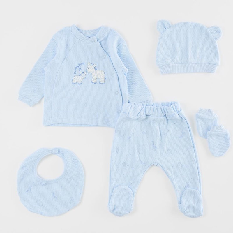 Newborn kit 5 parts For a boy  Anna Babba Zebra Love  Blue