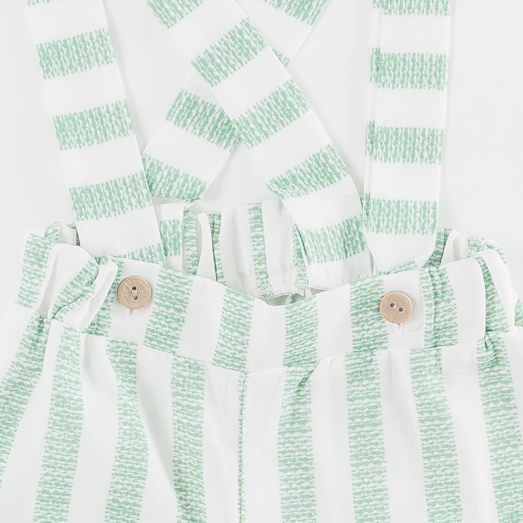 Бебешки комплект за момче тениска и къси панталонки с тиранти Cats Зелен
