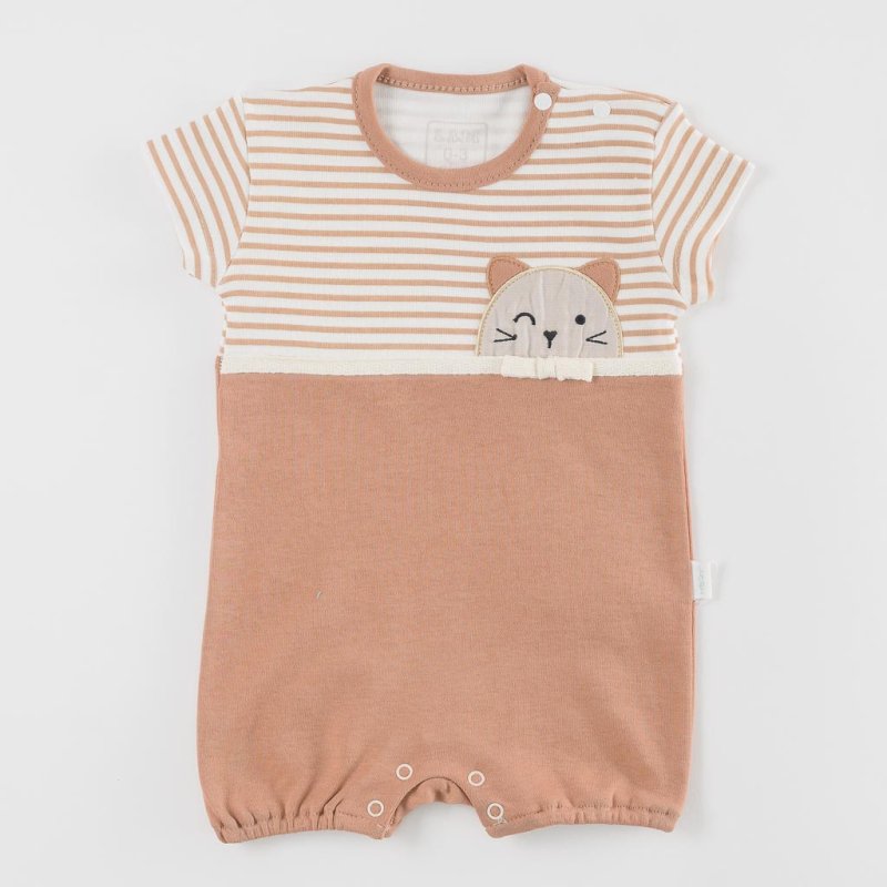 Baby overalls with short sleeves  Ladi Kitty  Brown