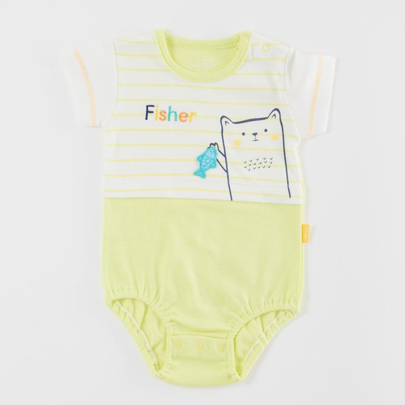 Baby overalls with short sleeves For a boy  Ladi   Fisher  Green