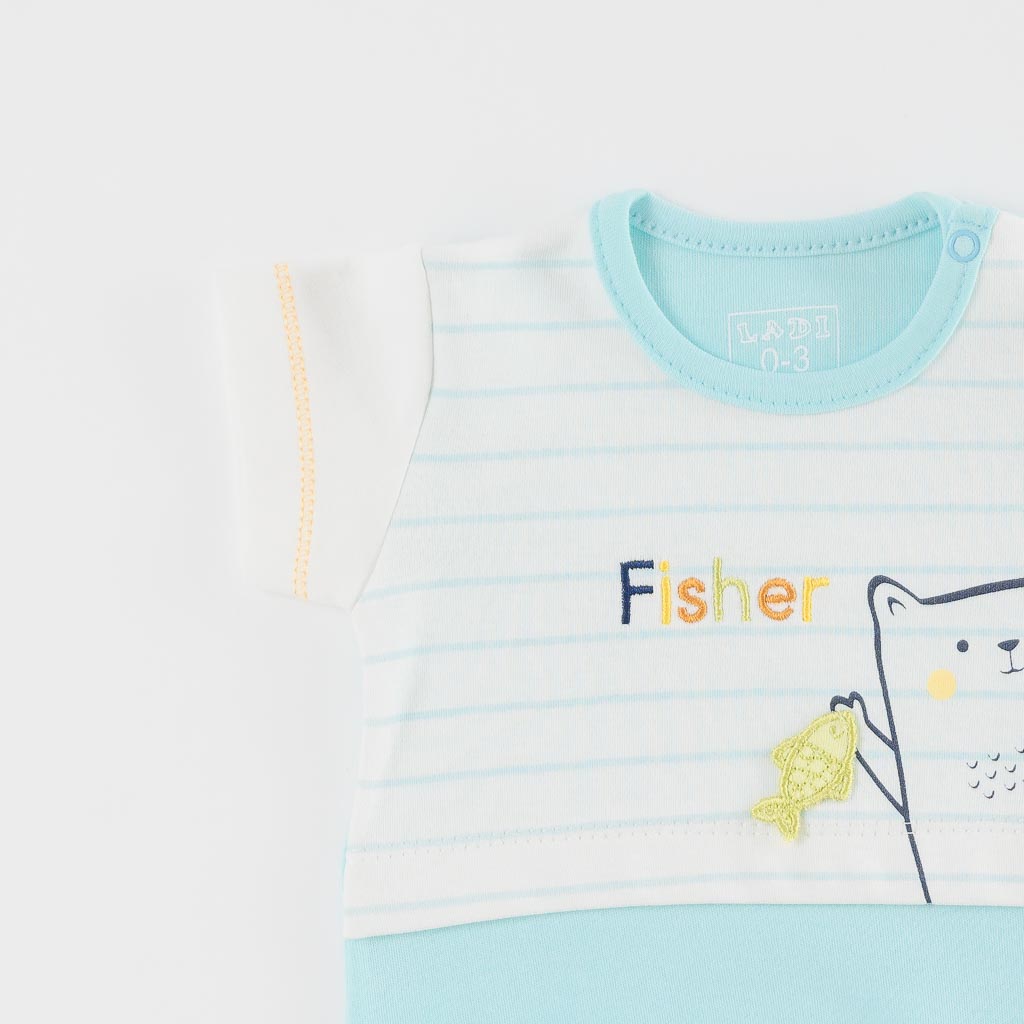Baby overalls with short sleeves For a boy  Ladi   Fisher  Blue