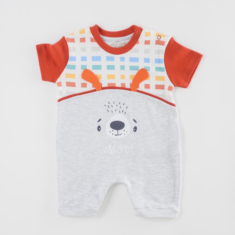 Baby overalls with short sleeves For a boy  Wild One  Gray