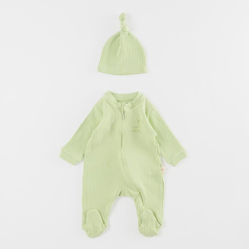 Baby overalls with long sleeves For a boy  Anna Babba   Giraffe  with a hat Green