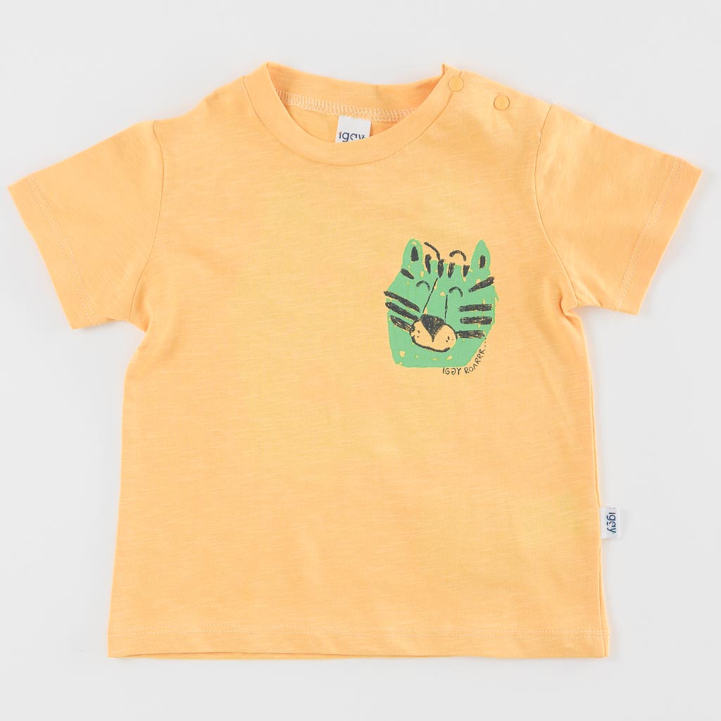 Бебешки комплект тениска и къси панталонки за момче Iggy Tiger Жълт