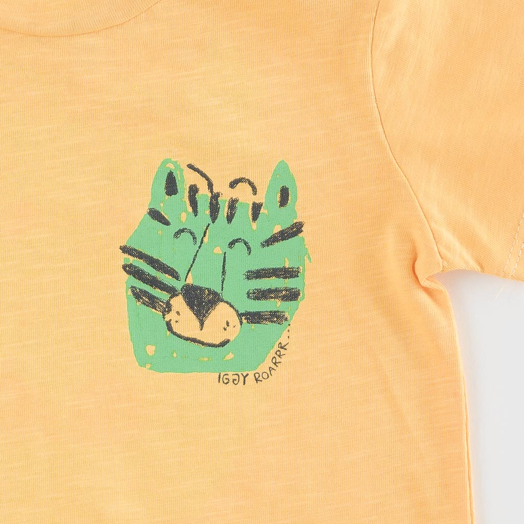 Бебешки комплект тениска и къси панталонки за момче Iggy Tiger Жълт