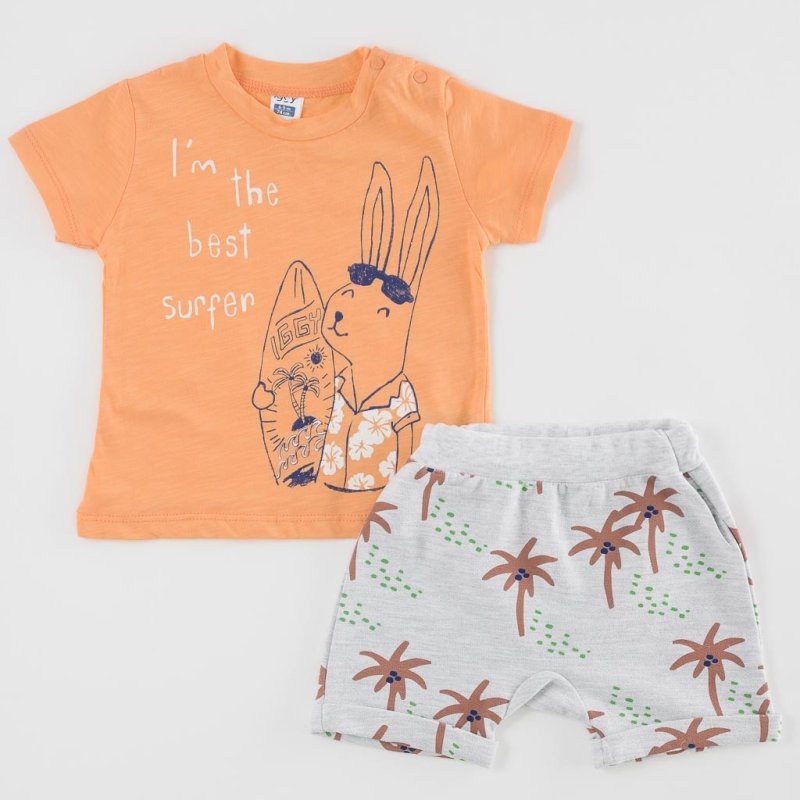 Бебешки комплект тениска и къси панталонки  момче Iggy Im The Best Оранжев