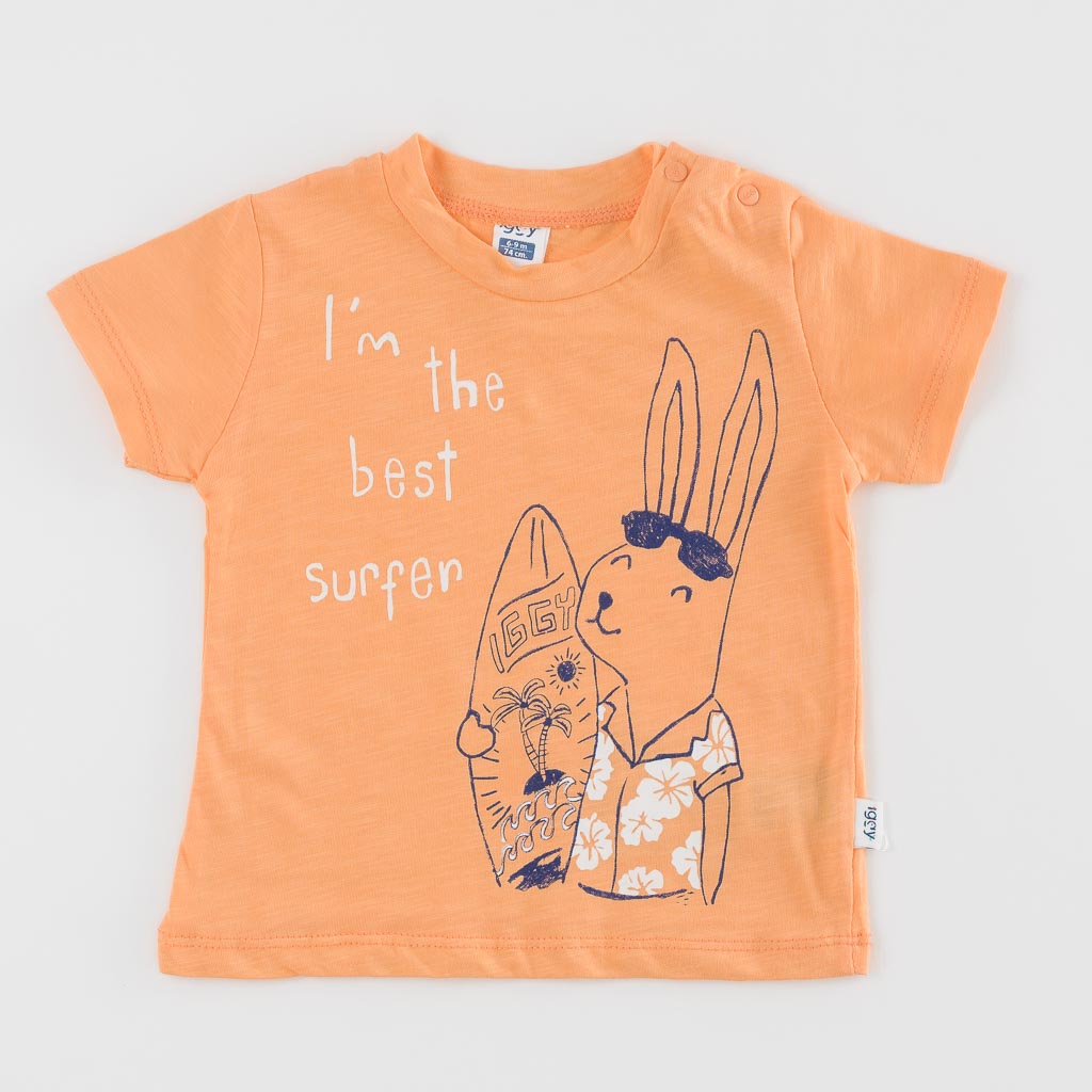 Бебешки комплект тениска и къси панталонки за момче Iggy Im The Best Оранжев