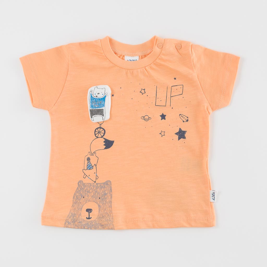Βρεφικά σετ ρούχων Κοντομάνικη μπλούζα με Κοντο τζιν παντελονι Για Αγόρι  Iggy Up  Πορτοκαλη