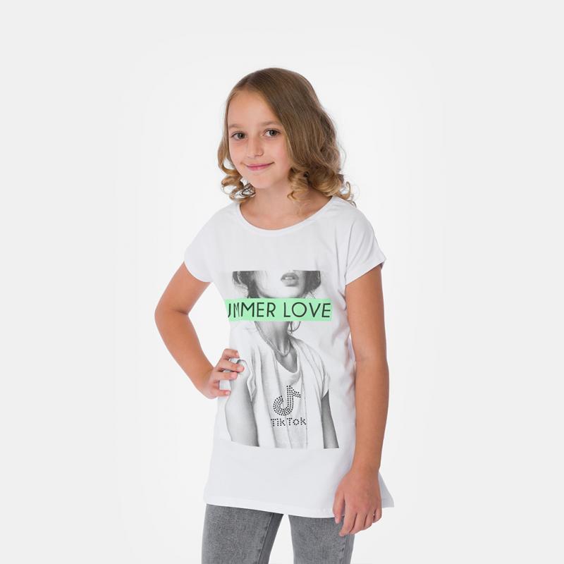 Dětské tričko Pro dívky s potiskem  Summer love   -  Bílá