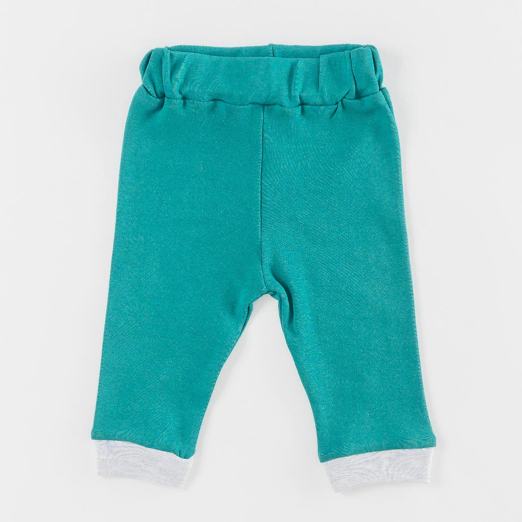 Бебешки комплект за момче боди с къс ръкав панталонки и шапка Mini Remi Sweet Cat Зелен