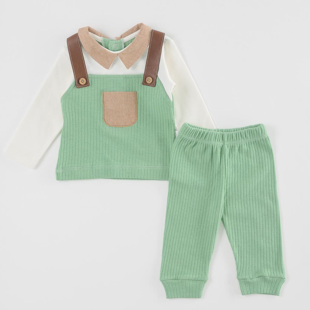 Бебешки комплект за момче блузка и панталонки Ladi This Day Зелен