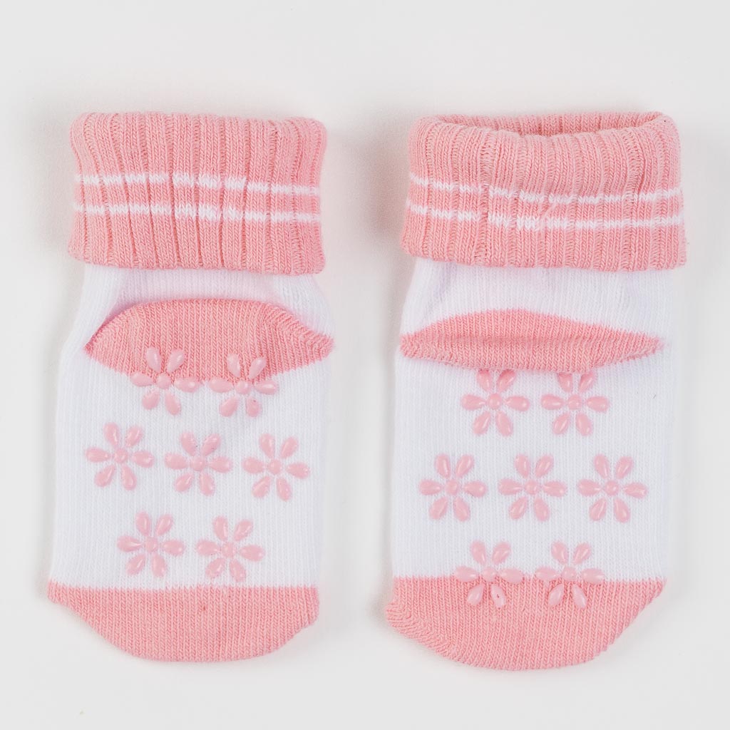 Бебешки чорапки за момиче Talha Flower Светлорозови