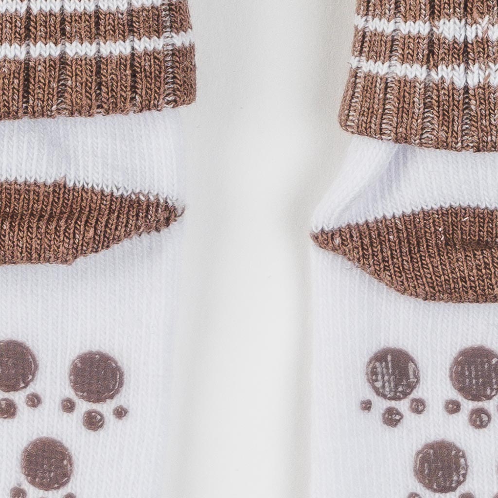 Бебешки чорапки за момче Talha Paw paw Тъмнокафяви