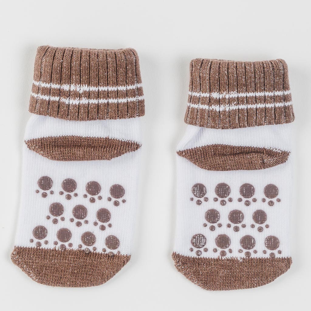 Бебешки чорапки за момче Talha Paw paw Тъмнокафяви