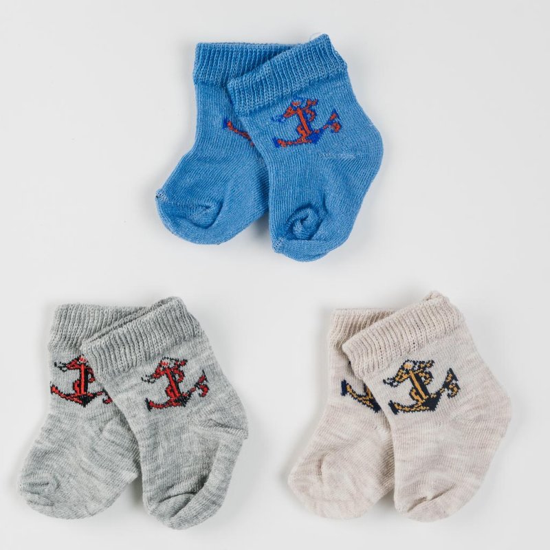 Souprava 3 páry kojenecké ponožky Pro chlapce  Sailor