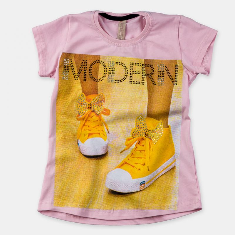 Детска тениска  момиче с щампа Modern - Розова