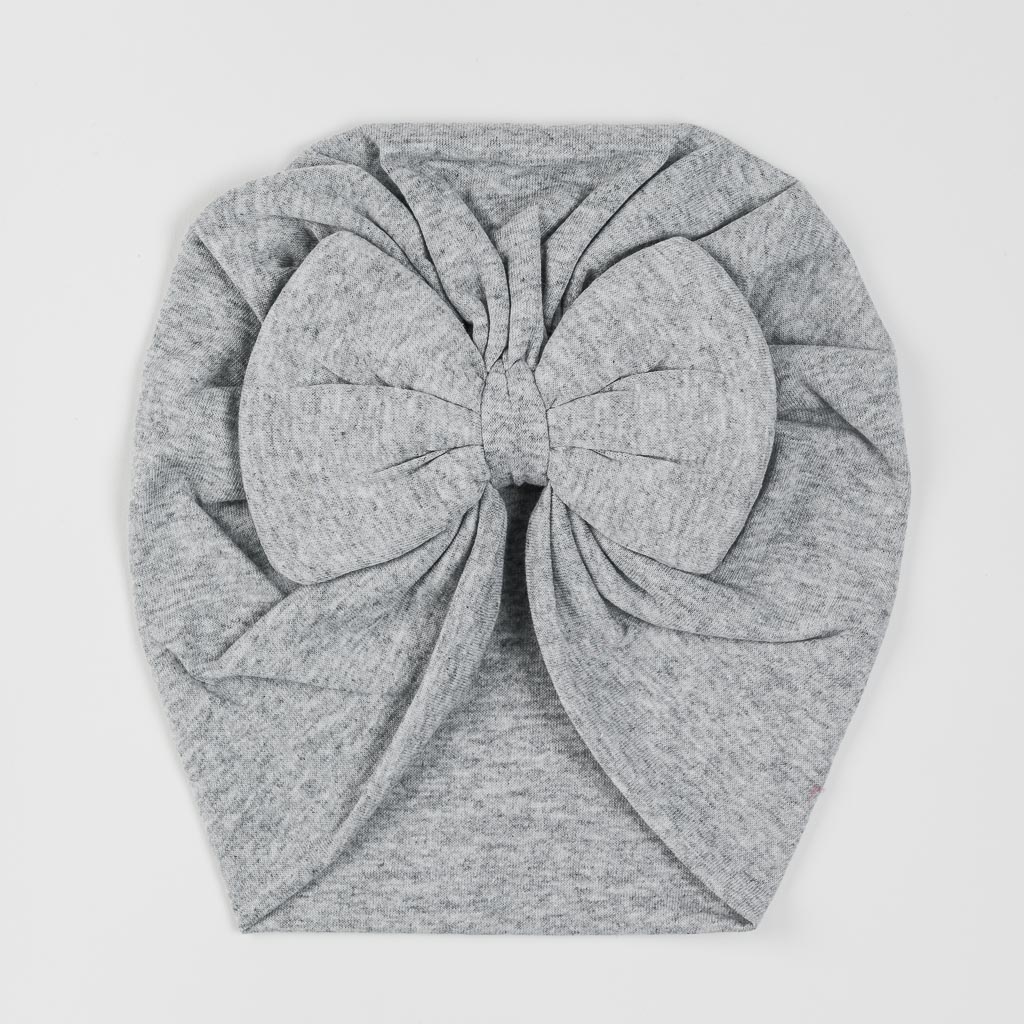 Baby hat Turban with a ribbon  MVR  Gray