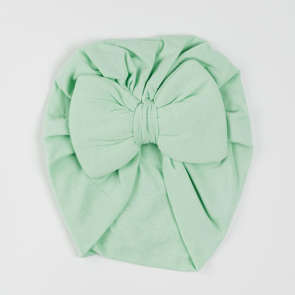 Бебешка шапка Тюрбан с панделка MVR Зелена