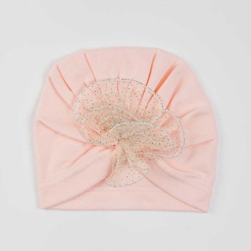 Baby hat Turban with a ribbon  Kayra  Peach