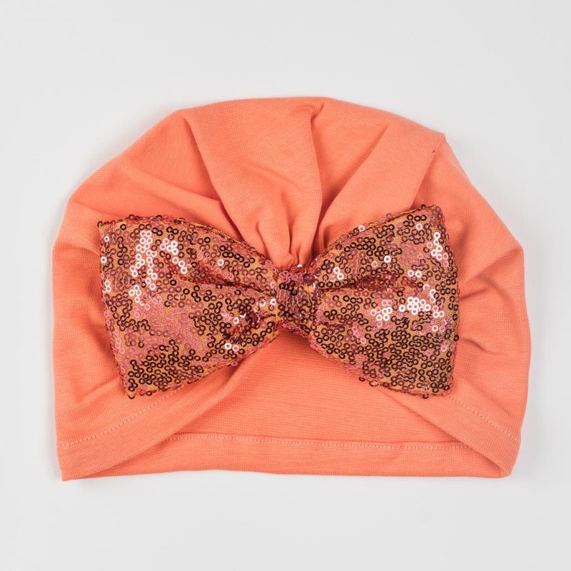 Baby hat Turban with a ribbon  от пайети   MVR Gold   Orange