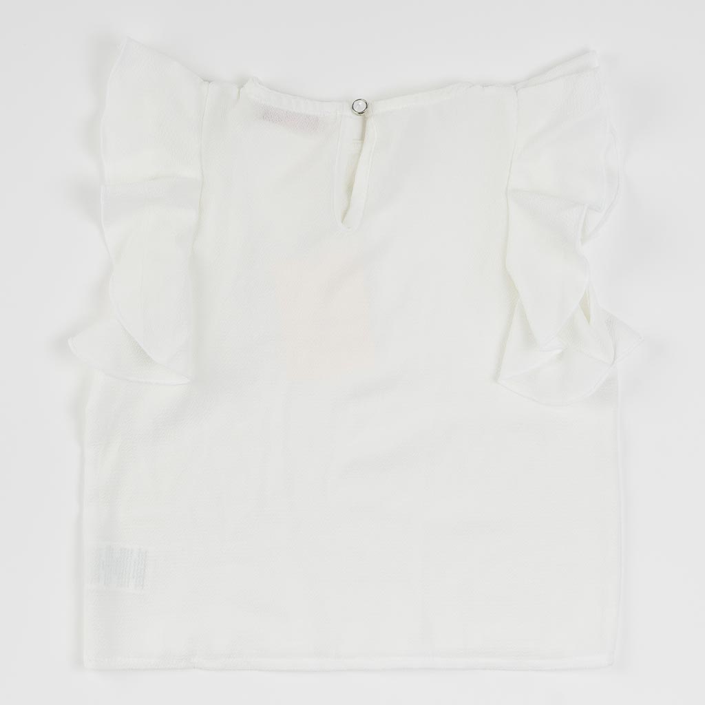 Детска риза с къс ръкав за момиче Simple Бяла