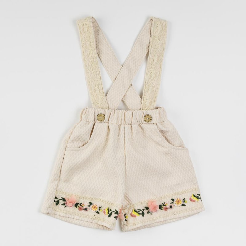 shorts with suspenders For a girl  Garden  Beige