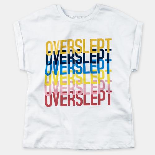 Детска тениска за момиче Overslept - Бяла