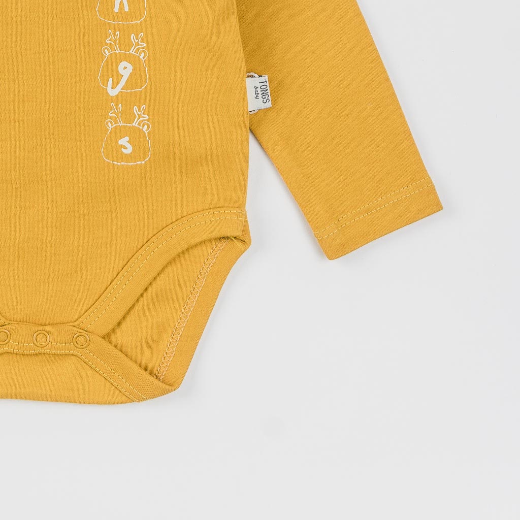 Baby bodysuit with long sleeves Mustard