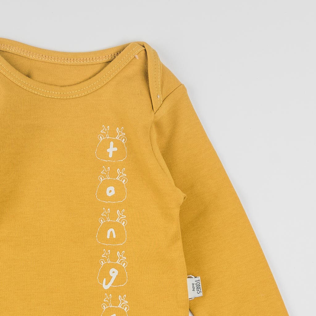 Baby bodysuit with long sleeves Mustard