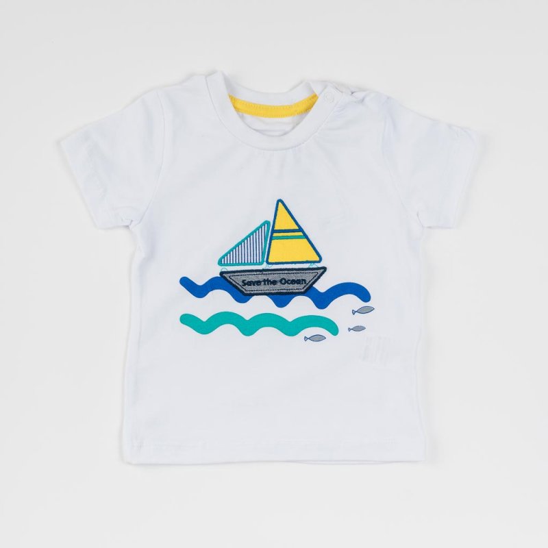 Бебешка тениска  For a boy  Boat  White