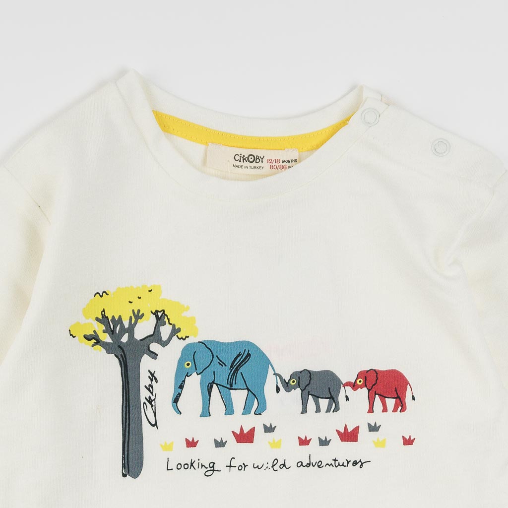 Βρεφικη μπλουζα  Happy Elephants  ασπρα