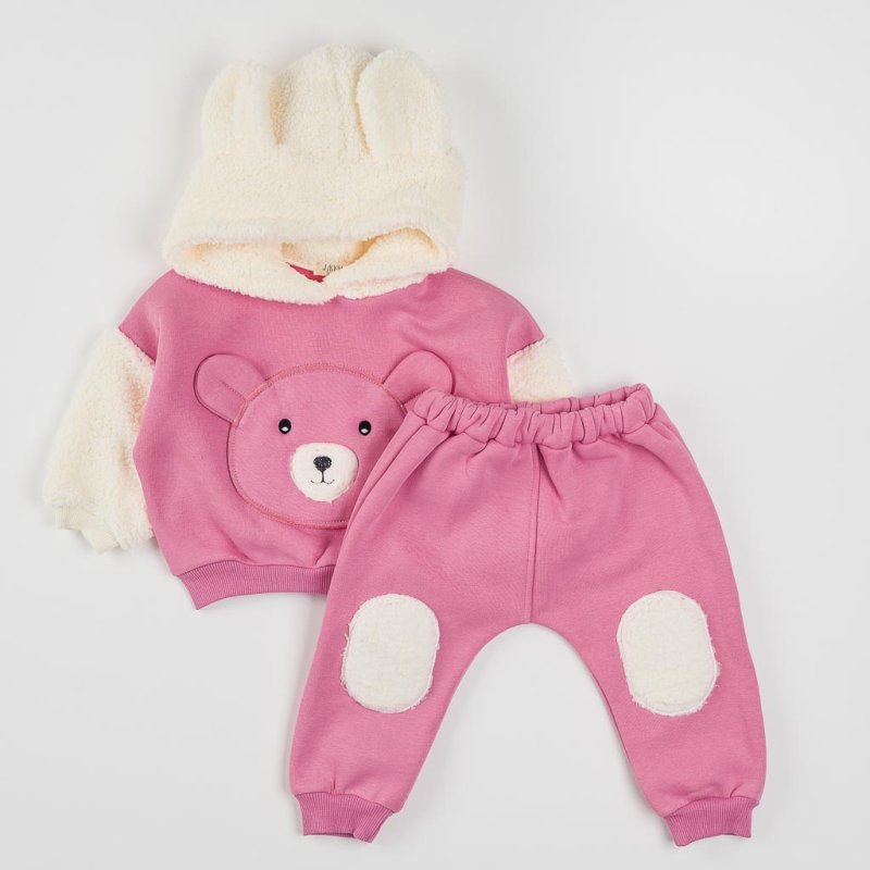 Бебешки спортен комплект  момиче Little Bear By Jikko Baby ватиран Розов