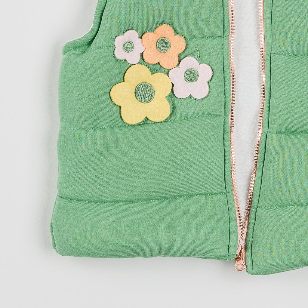 Βρεφικά σετ ρούχων Για Κορίτσι 3 τεμαχια με γιλεκο  Happy Forever  Πρασινο