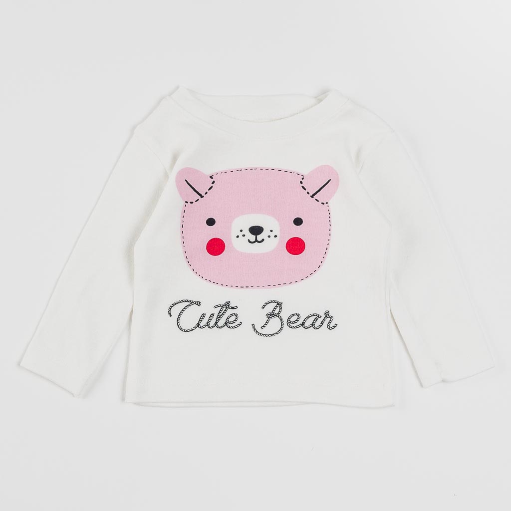 Βρεφικά σετ ρούχων 3 τεμαχια Για Κορίτσι  Cute Bear  Βαμβακερο Ροζ