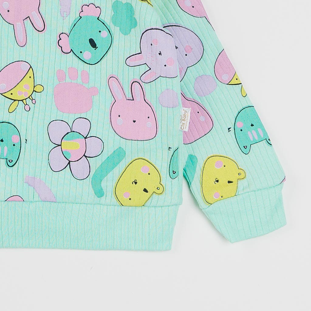 Бебешки комплект за момиче блузка и панталонки Colorful Baby Мента