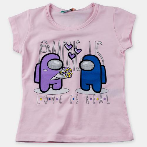 Детска тениска за момиче Among Us - Розова