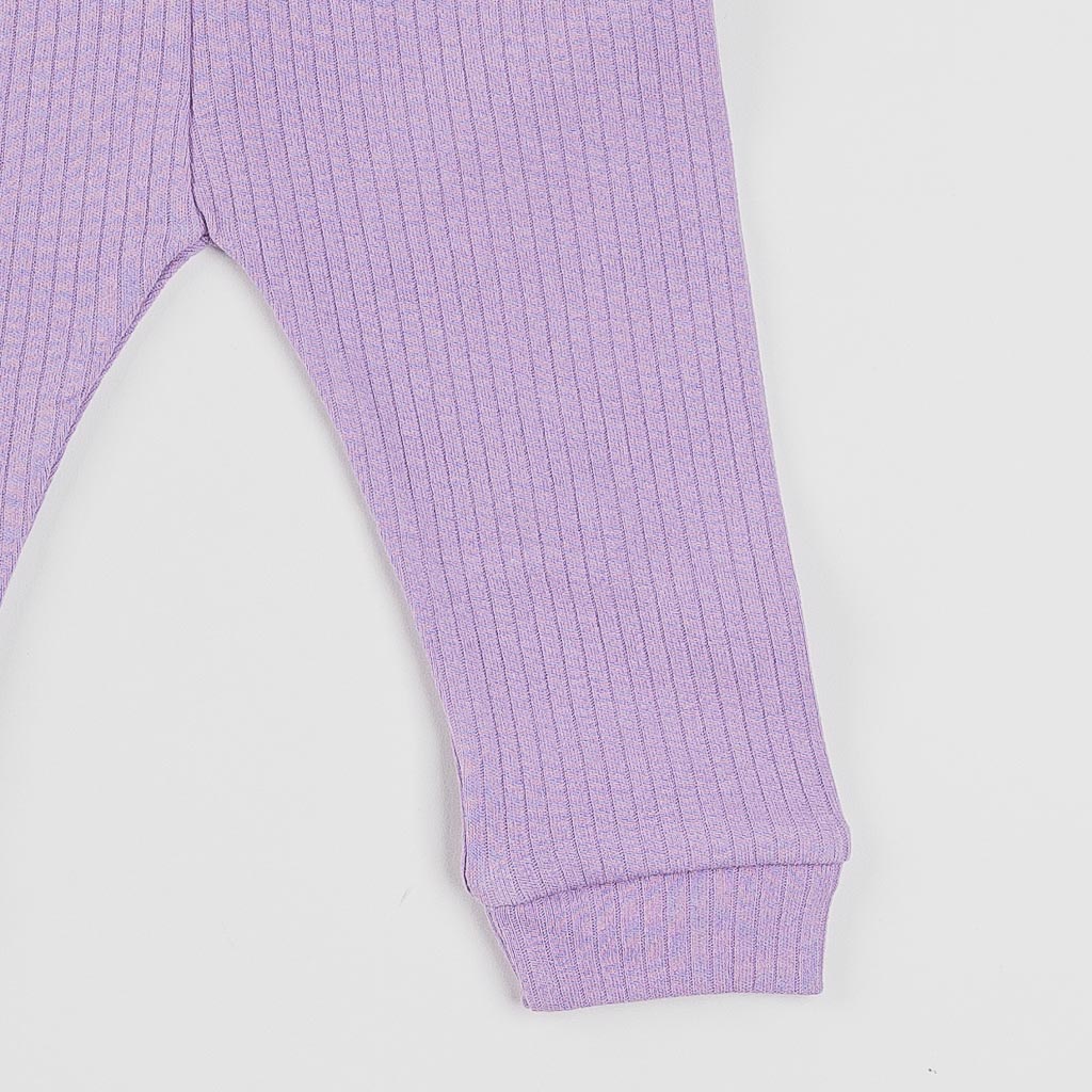 Бебешки комплект за момиче блузка и панталонки Colorful Baby Лилав