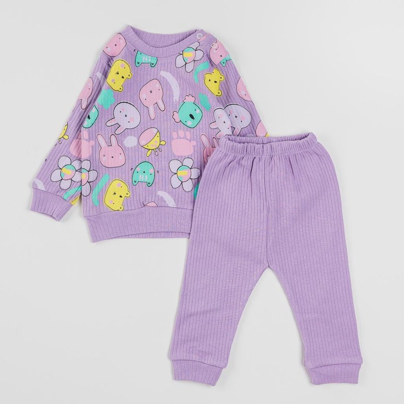 Kojenecká souprava Pro dívky halenka a kalhoty  Colorful Baby  Fialový