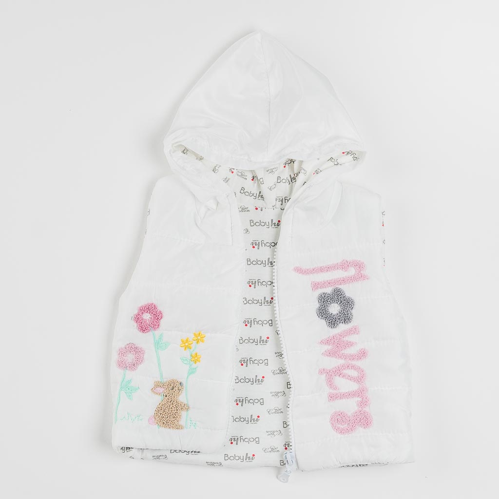 Бебешки комплект за момиче блуза панталонки и елече Baby Hi Flower Розов