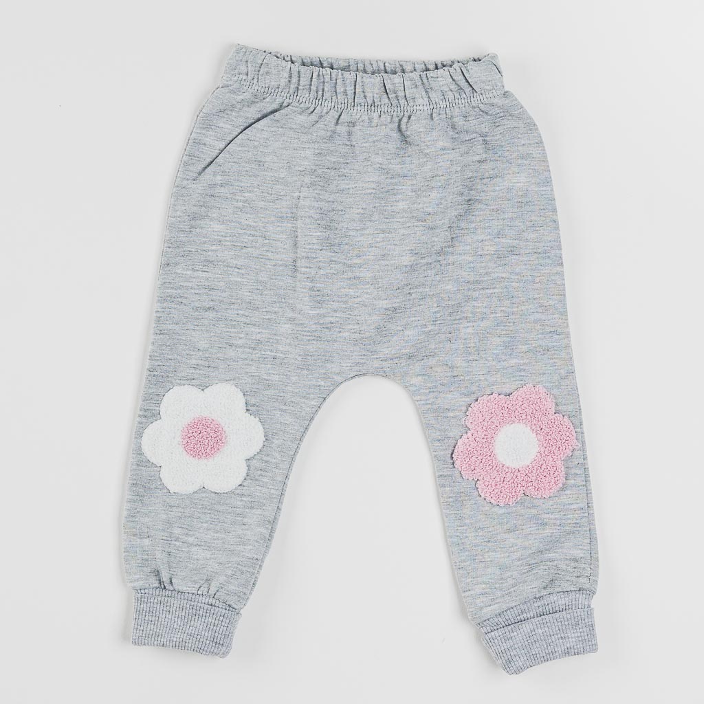 Бебешки комплект за момиче блуза панталонки и елече Baby Hi Flower Розов