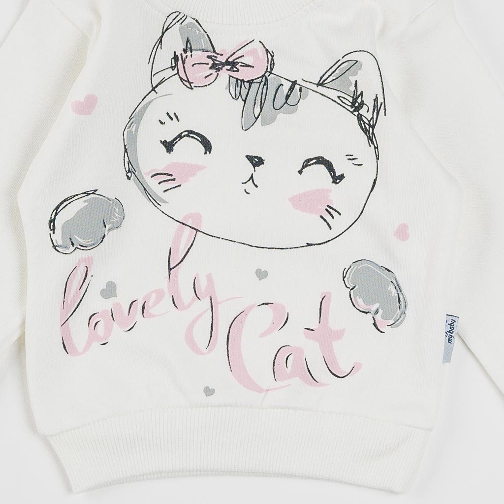 Βρεφικά σετ ρούχων Για Κορίτσι Μπλούζα παντελονακι με Γιλέκο  Baby Lovley Cat  Ροζ